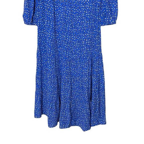 Zara Ruffle Long Sleeve Polka Dot Tiered A-Line Midi Dress Size M Bohemian Blue - Picture 9 of 15